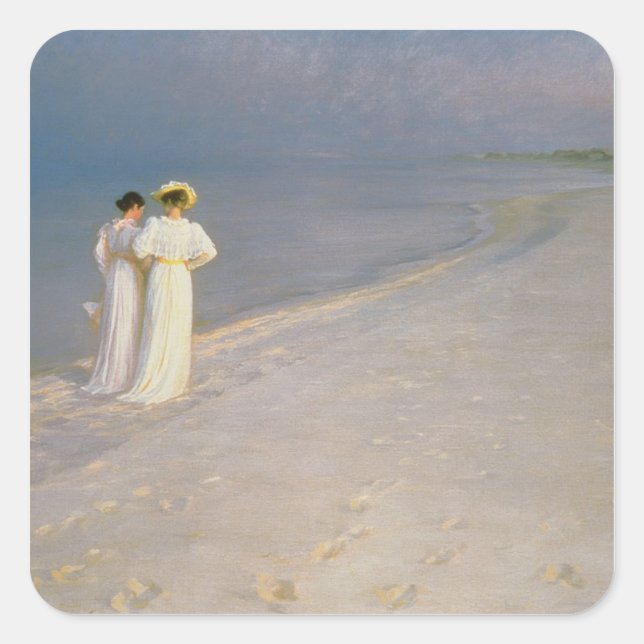 Summer Evening on the Skagen Southern Beach Square Sticker (Front)