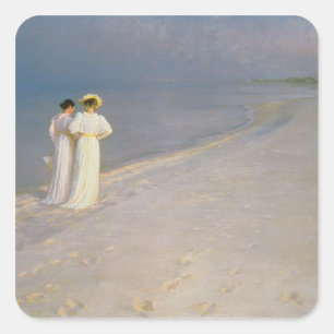 Summer Evening on the Skagen Southern Beach Square Sticker