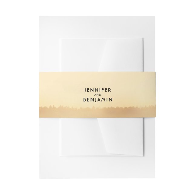 Summer Evening Sunset Fields Rustic Wedding Invitation Belly Band (Front Example)