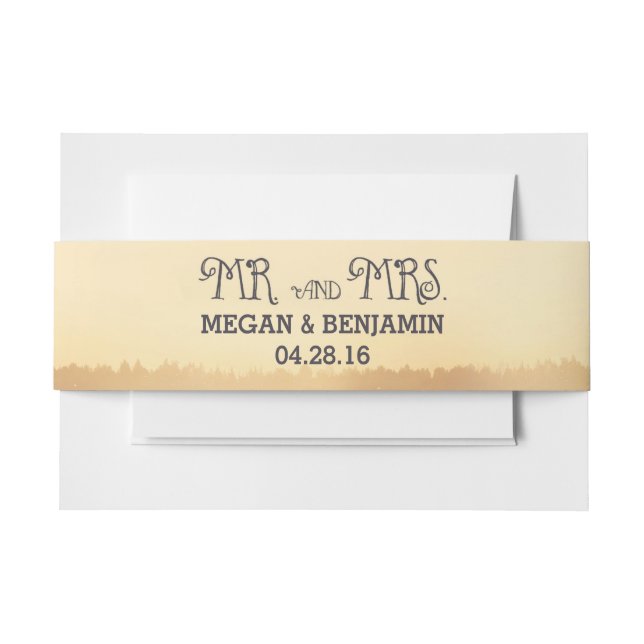Summer Evening Sunset Rustic Wedding Invitation Belly Band (Front Example)