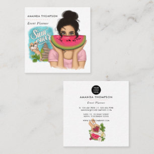 Summer Event Planner Square Business Card