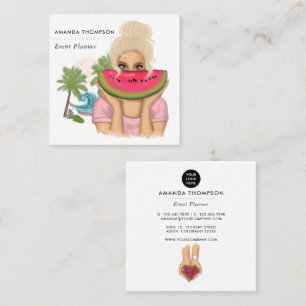 Summer Event Planner Square Business Card