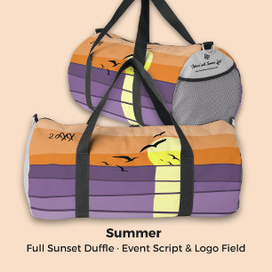 Summer Event Script & Logo Field Full Sunset Duffle Bag