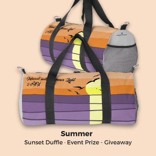 Summer Event Sponsor Script Logo Field Full Sunset Duffle Bag