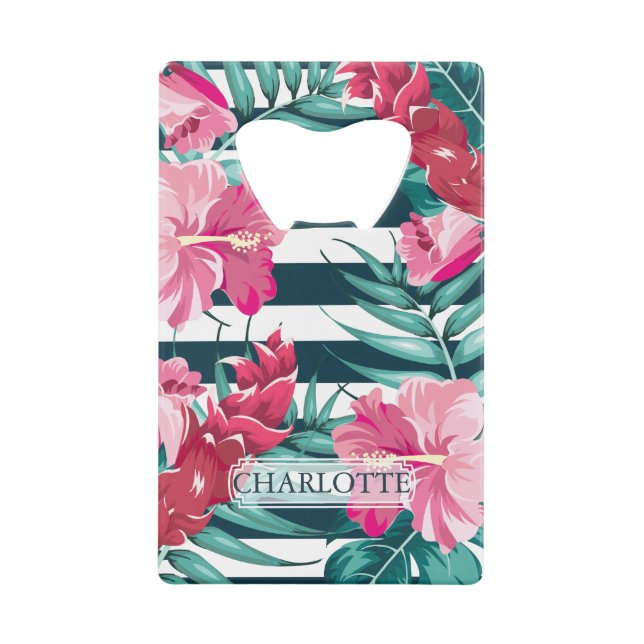 Summer Exotic Flowers Monogram striped (Front)