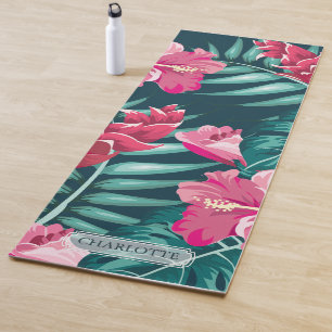 Summer Exotic Flowers Monogram Yoga Mat