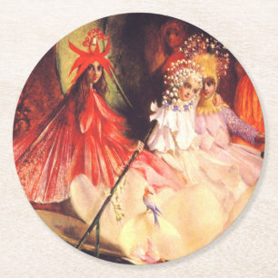 Summer Fairies Round Paper Coaster