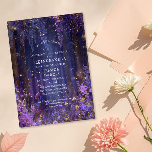 Summer Fairy Tale Enchanted Forest Quinceañera Invitation