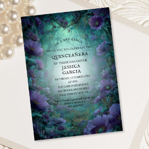 Summer Fairy Tale Enchanted Forest Quinceañera Invitation