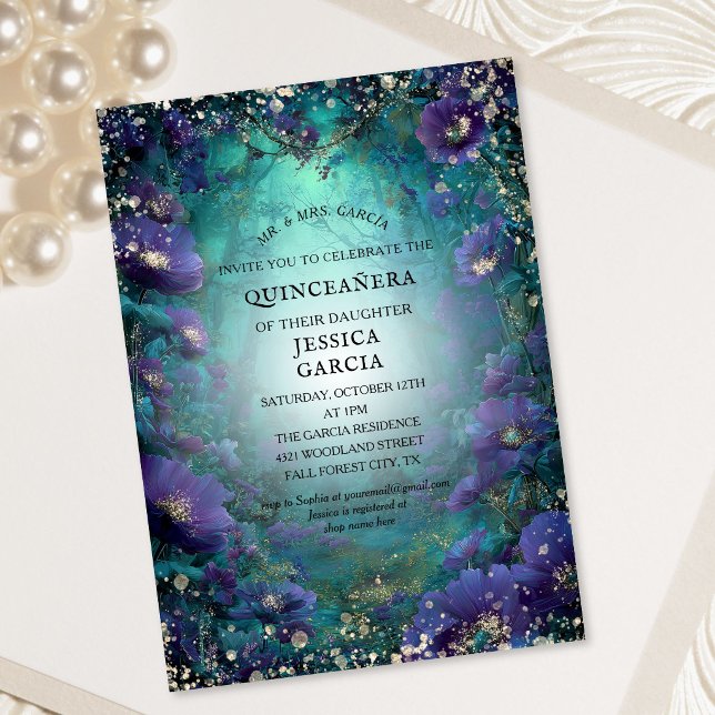 Summer Fairy Tale Enchanted Forest  Quinceañera  Invitation (Summer Fairy Tale Enchanted Forest Quinceañera Invitation)