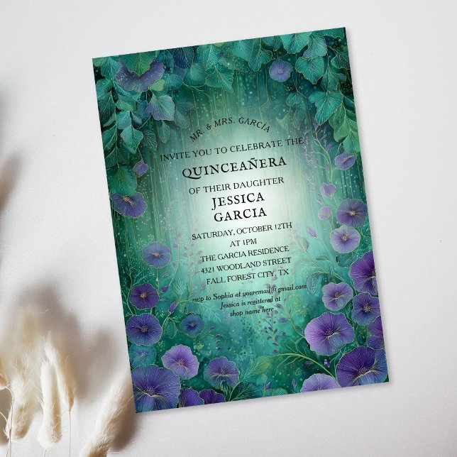 Summer Fairy Tale Enchanted Forest  Quinceañera  Invitation (Summer Fairy Tale Enchanted Forest Quinceañera Invitation)