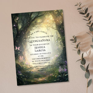 Summer Fairy Tale Enchanted Forest  Quinceañera  Invitation