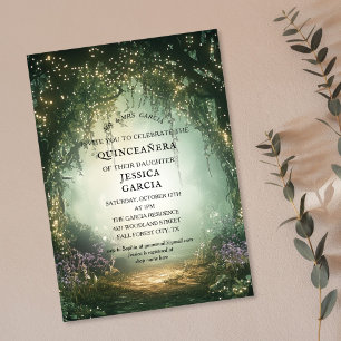 Summer Fairy Tale Enchanted Forest  Quinceañera  Invitation
