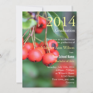 Summer, fall red fruits graduation party invitation