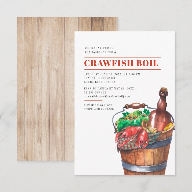 Summer Family Crawfish Boil Celebration Invitation (Front/Back)
