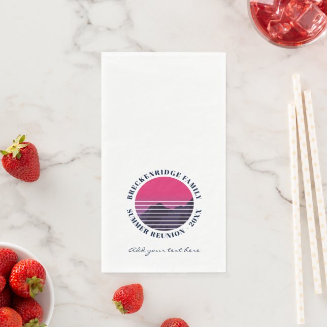 Summer Family Party Retro Sunset Mountains Napkin (Insitu)