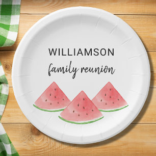 Summer Family Reunion Watermelon Paper Plate