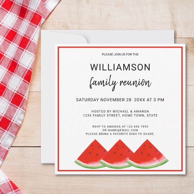Summer Family Reunion Watermelon Party Picnic Invitation (Creator Uploaded)
