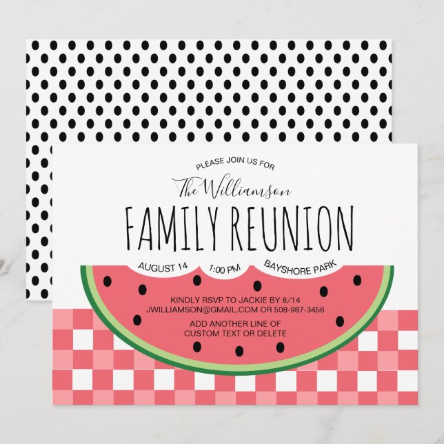 Summer Family Reunion Watermelon Picnic Invitation (Front/Back)