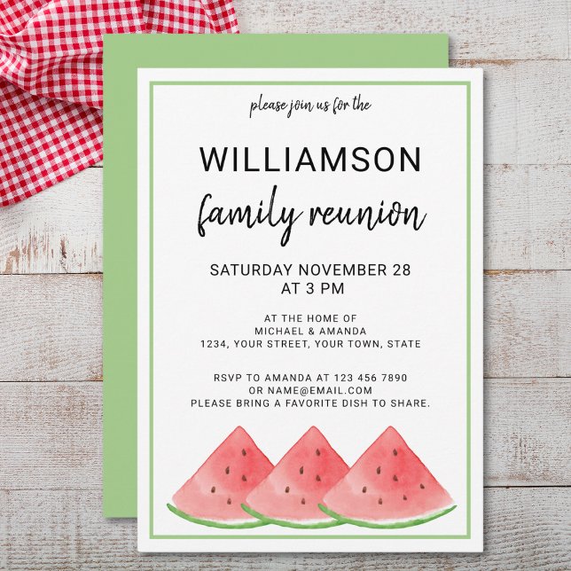 Summer Family Reunion Watermelon Picnic Party Invitation (Creator Uploaded)