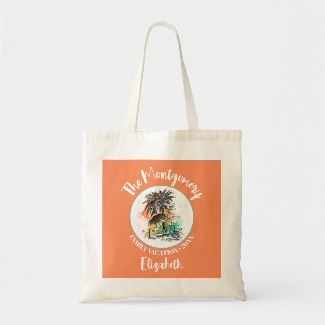 Summer Family Vacation Orange Tote Bag (Front)