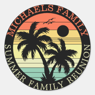 Summer Family Vacation Sunset Palm Tree Cute Classic Round Sticker