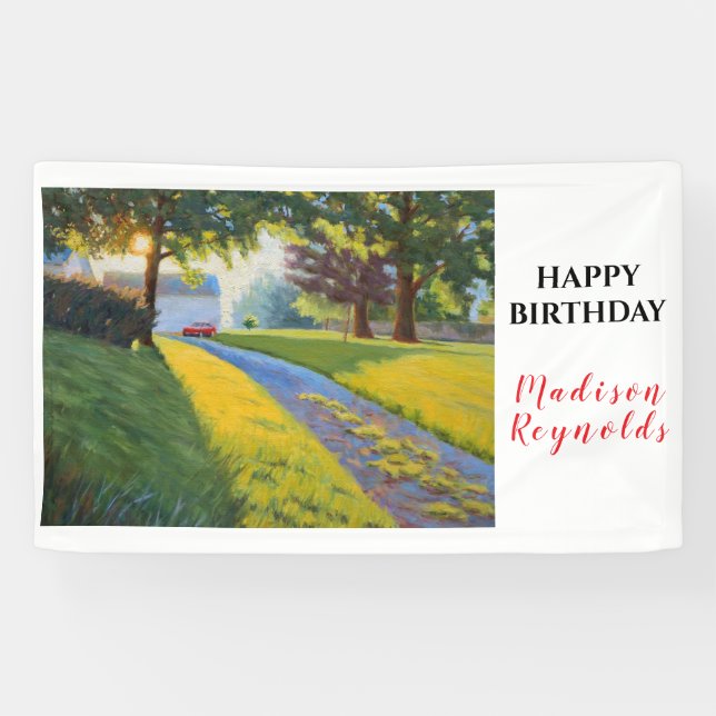 Summer Farm Scene in Bright Sunlight Birthday Banner (Horizontal)