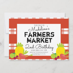 Summer Farmers Market Vegetables Picnic Birthday  Invitation