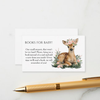 Summer Fawn Watercolor Baby Shower Books for Baby Enclosure Card