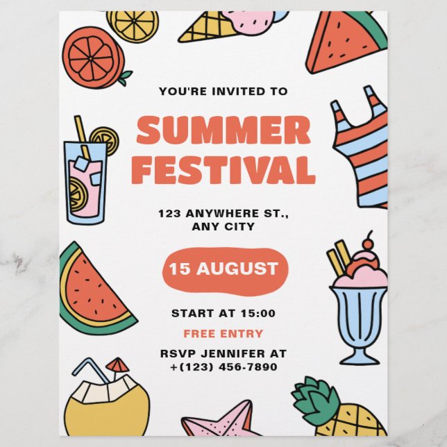  Summer Festival Party, kids festival Summer Party Flyer (Front)