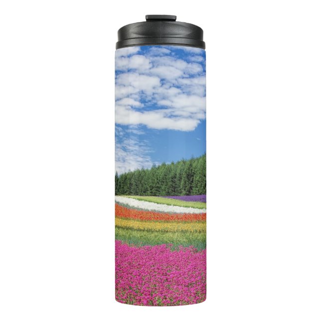 Summer Field Rows of Flowers Thermal Tumbler (Front)