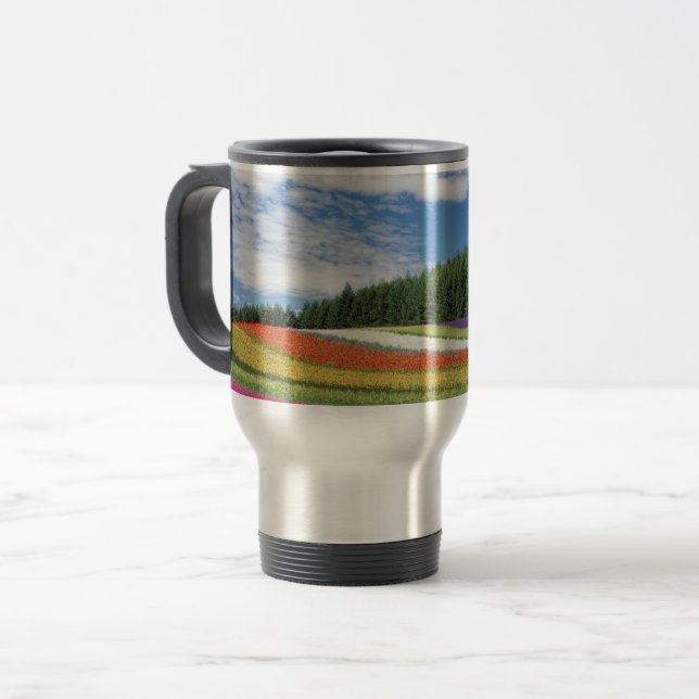 Summer Field Rows of Flowers Travel Mug (Front Left)