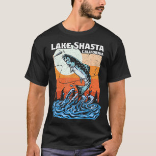 Summer Fishing Retro Sunset California Shasta Lake T-Shirt