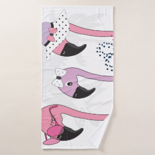 Summer Flamingo: Beach Vintage Illustration. Bath Towel