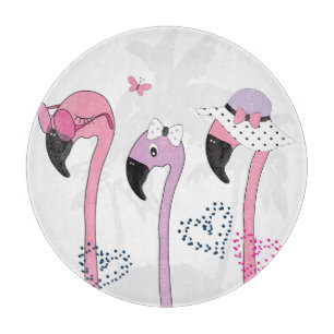 Summer Flamingo: Beach Vintage Illustration. Cutting Board