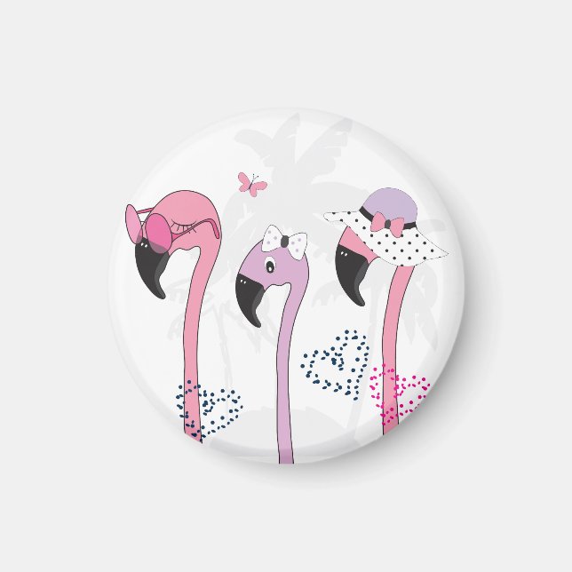 Summer Flamingo: Beach Vintage Illustration. Magnet (Front)