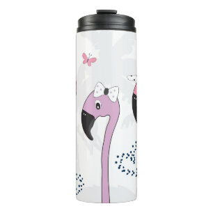 Summer Flamingo: Beach Vintage Illustration. Thermal Tumbler