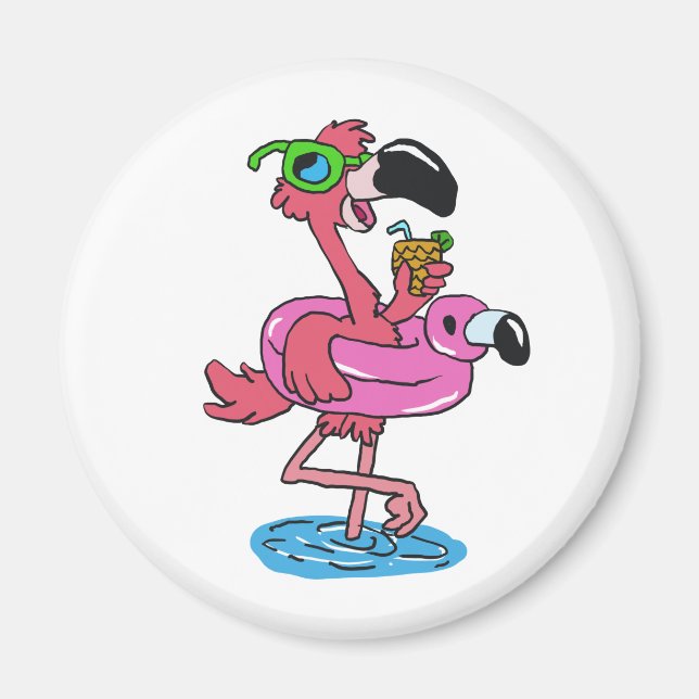 Summer Flamingo cartoon | choose background colour Magnet (Front)