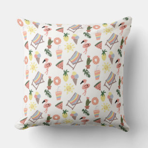 Summer Flamingo Hand Drawn Doodles Cushion