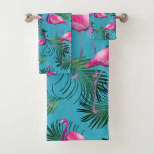 Summer Flamingo Palm Vibes #2 Bath Towel Set