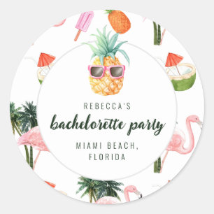 Summer Flamingo Pool Party Bachelorette Party Classic Round Sticker