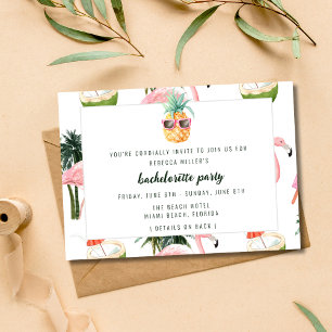 Summer Flamingo Pool Party Bachelorette Party Invitation