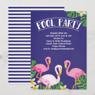 Summer Flamingo Pool Party Invitation