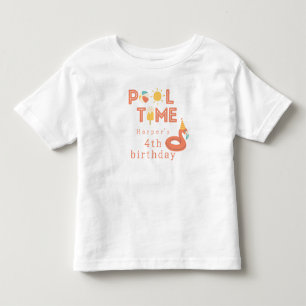 summer flamingo popsicle kids birthday pool party toddler T-Shirt