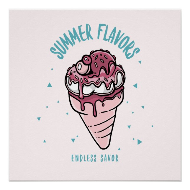 Summer Flavours Dripping Ice Cream Poster (Front)