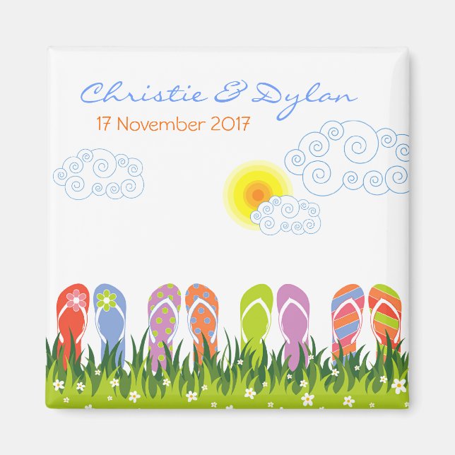 Summer Flip Flops Fun In The Sun Save The Date Magnet (Front)