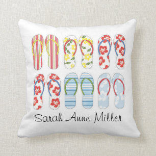Summer Flip Flops Throw Pillow