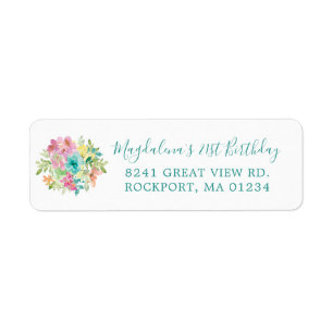 Summer Floral 21st Birthday Return Address