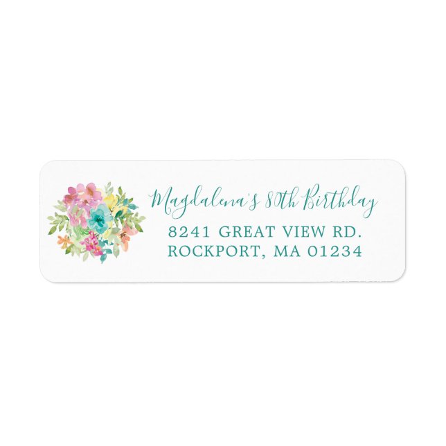 Summer Floral 80th Birthday Return Address (Front)