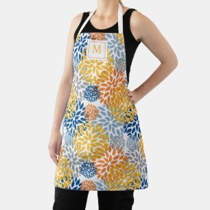 Summer Floral Abstract Bright Colors Monogrammed Apron